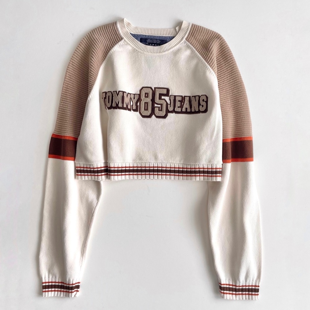 Tommy Jeans Striped Crop Varsity Sweater